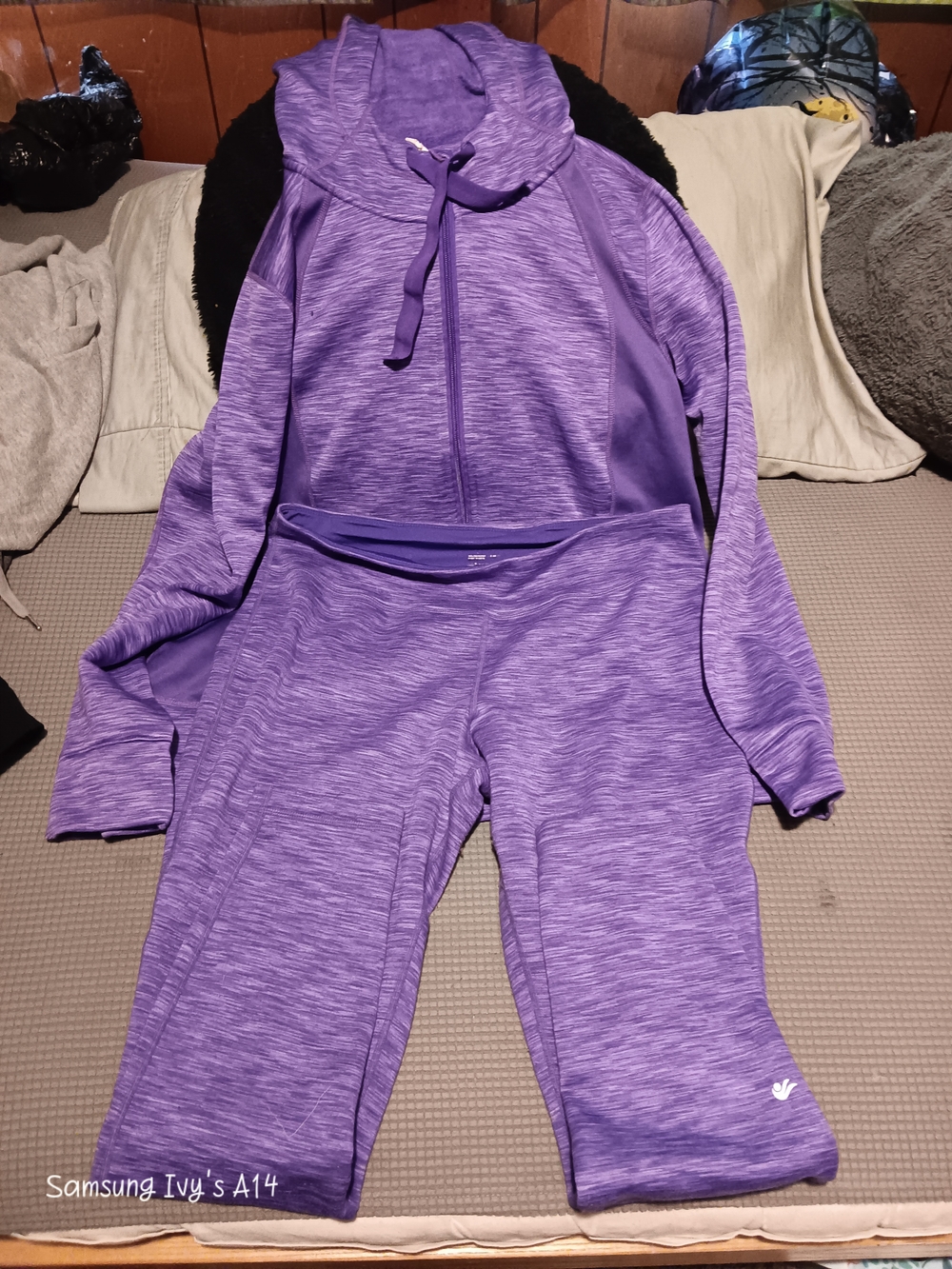 Ideology Purple Heather Women's Track Jacket & Capri Set